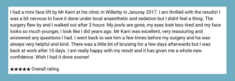 Facelift-review for The Karri Clinic